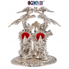 OkaeYa Laxmi Ganesha God Idols Silver Oxidized Finish for home decor Exclusive Gift For Diwali, Corporate Gift 